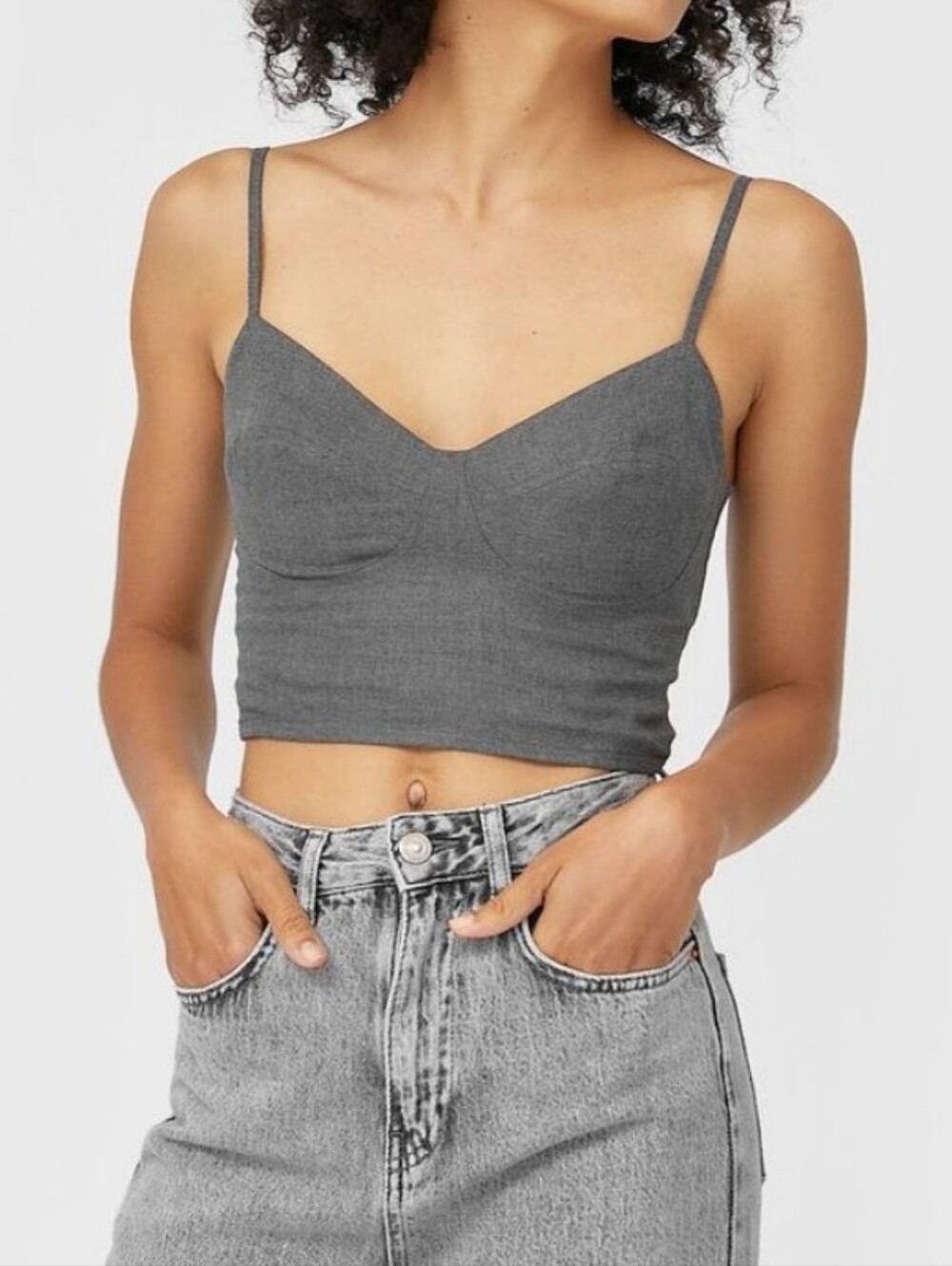 Stradivarius Grey Bustier Crop Top Size Medium